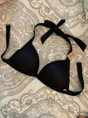 PINK Victoria's Secret Black Triangle Bikini Top